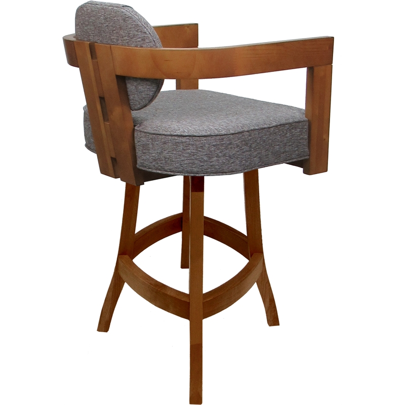 Swivel Wood Counter Stool 26' Seat - Kadir Plus - Mojave Gray Fabric - Honey