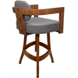 Swivel Wood Counter Stool 26' Seat - Kadir Plus - Mojave Gray Fabric - Honey