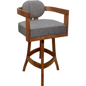 Swivel Wood Counter Stool 26' Seat - Kadir Plus - Mojave Gray Fabric - Honey