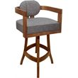 Swivel Wood Counter Stool 26' Seat - Kadir Plus - Mojave Gray Fabric - Honey