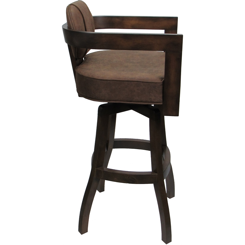 Swivel Wood Counter Stool - Kadir Plus - NW Whiskey Tobacco Fabric - Dark Walnut