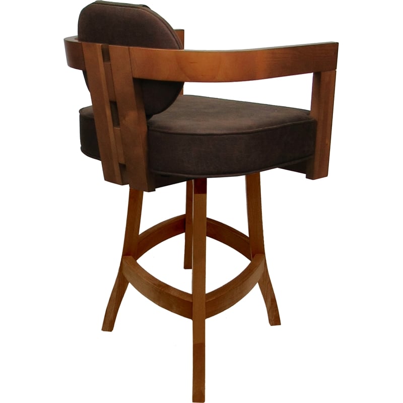 Swivel Wood Counter Stool - Kadir Plus- Northwest Whiskey Tobacco Fabric - Honey