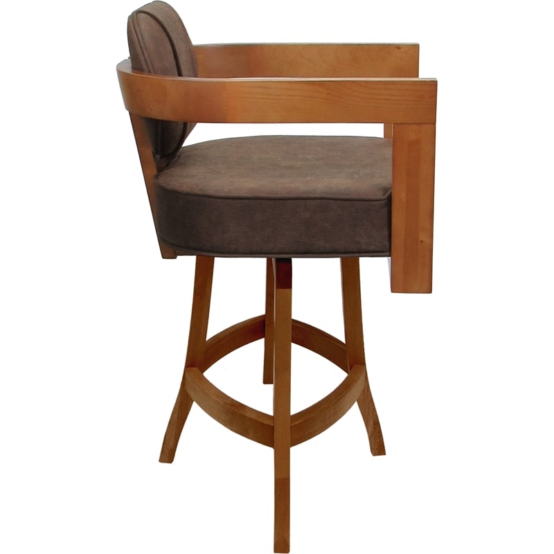 Swivel Wood Counter Stool - Kadir Plus- Northwest Whiskey Tobacco Fabric - Honey