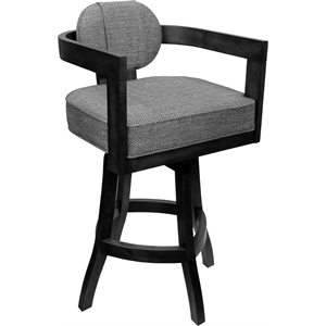 Swivel Wood Counter Stool 26&quot Seat - Kadir Plus - Plumley Cocoa Fabric - Gray