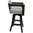 Swivel Wood Counter Stool -Kadir Plus- Watusi Aquatint Teal Fabric - Dark Walnut