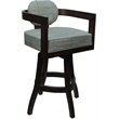 Swivel Wood Counter Stool -Kadir Plus- Watusi Aquatint Teal Fabric - Dark Walnut