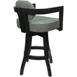Swivel Wood Counter Stool - Kadir Plus - Watusi Aquatint Teal Fabric - Gray