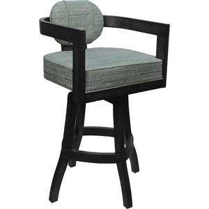 Swivel Wood Counter Stool - Kadir Plus - Watusi Aquatint Teal Fabric - Gray