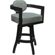 Swivel Wood Counter Stool - Kadir Plus - Watusi Aquatint Teal Fabric - Gray