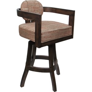 Swivel Wood Counter Stool - Kadir Plus - Watusi Madder Red Fabric - Dark Walnut