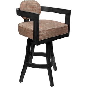 Swivel Wood Counter Stool 26&quot Seat - Kadir Plus -Watusi Madder Red Fabric - Gray