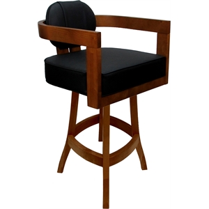 Swivel Wood Counter Stool 26&quot Seat - Kadir Plus - Black Vinyl - Honey Frame