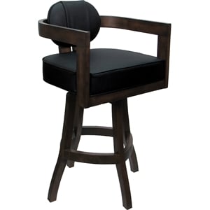 Swivel Wood Counter Stool 26&quot Seat - Kadir Plus - Gray Vinyl - Dark Walnut