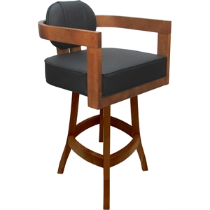 Swivel Wood Counter Stool 26&quot Seat - Kadir Plus - Gray Vinyl - Honey Frame