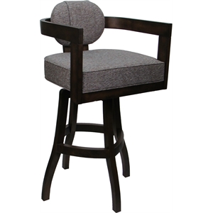 Swivel Wood Bar Stool 30&quot Seat - Kadir Plus - Mojave Gray Fabric - Dark Walnut