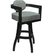 Swivel Wood Bar Stool - Kadir Plus - Watusi Aquatint Teal Fabric - Gray