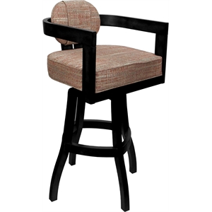 Swivel Wood Bar Stool - Kadir Plus - Watusi Madder Red Fabric - Black