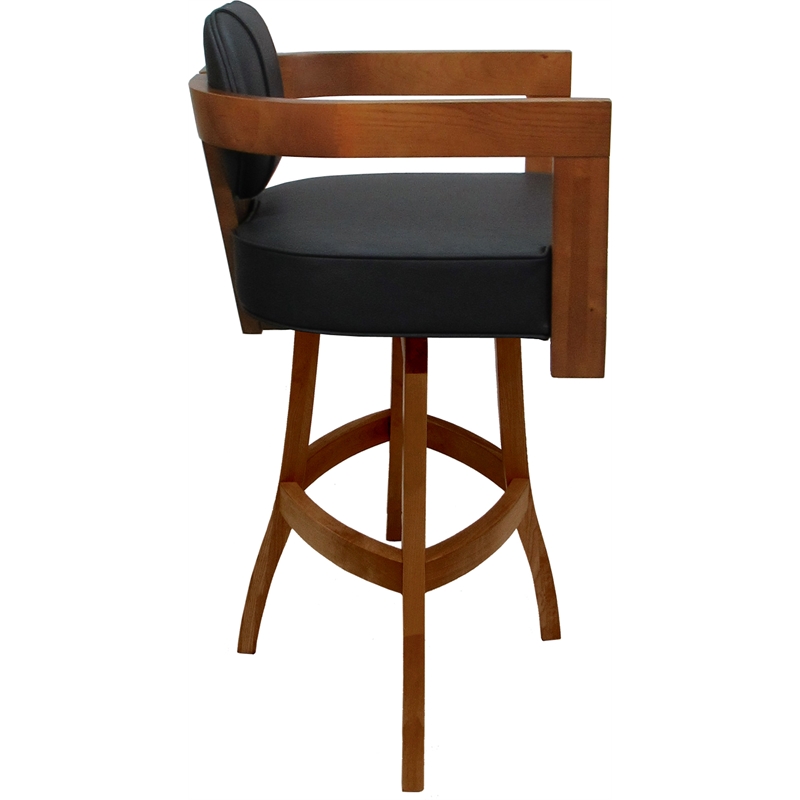 Swivel Wood Extra Tall Bar Stool - Kadir Plus - Gray Vinyl - Honey
