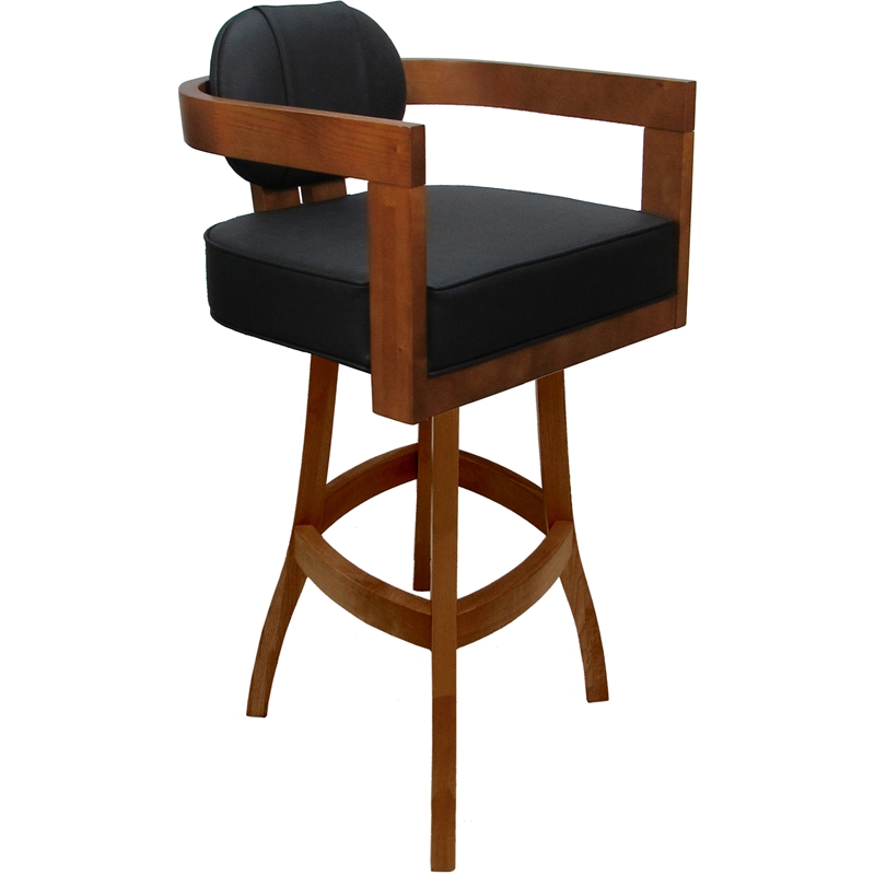 Swivel Wood Extra Tall Bar Stool - Kadir Plus - Gray Vinyl - Honey