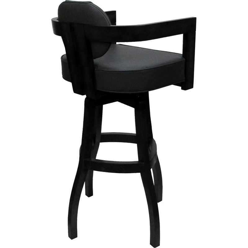 Swivel Wood Extra Tall Bar Stool - Kadir Plus - Gray Vinyl - Black