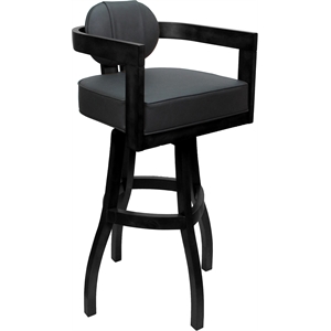 Swivel Wood Extra Tall Bar Stool - Kadir Plus - Gray Vinyl - Black