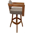 Swivel Wood Extra Tall Bar Stool - Kadir Plus - Basin Beige Fabric - Honey
