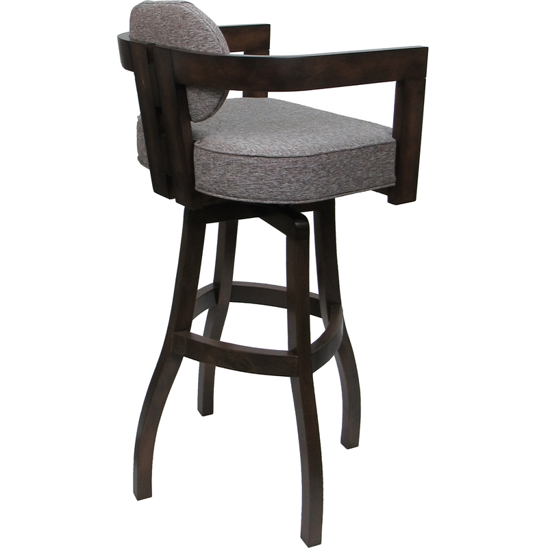 Swivel Wood Extra Tall Bar Stool - Kadir Plus - Mojave Gray Fabric - Dark Walnut