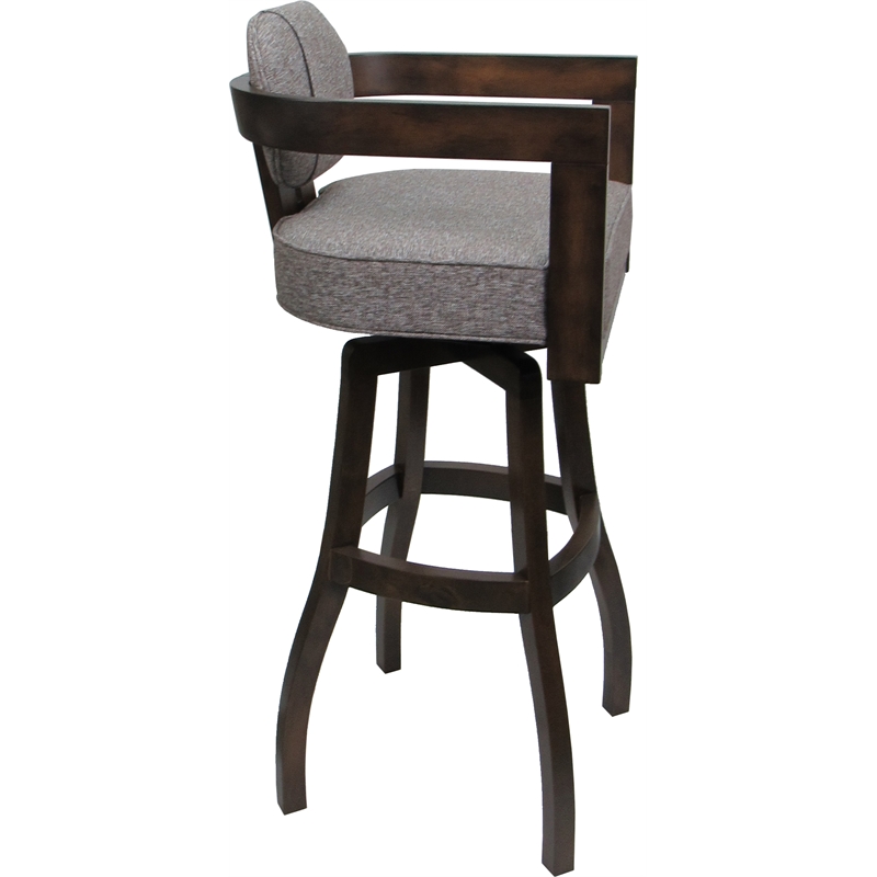 Swivel Wood Extra Tall Bar Stool - Kadir Plus - Mojave Gray Fabric - Dark Walnut