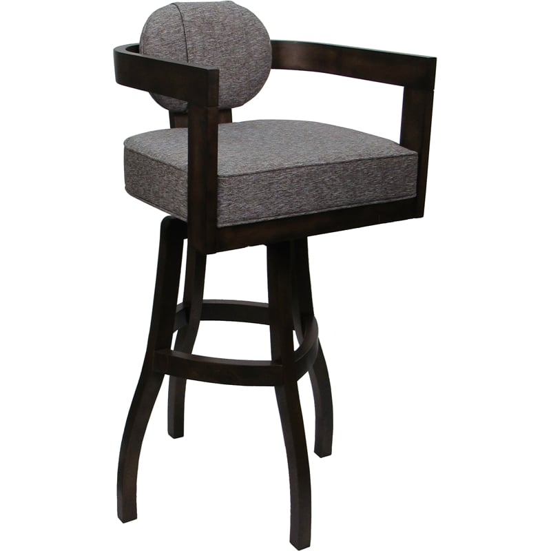 Swivel Wood Extra Tall Bar Stool - Kadir Plus - Mojave Gray Fabric - Dark Walnut