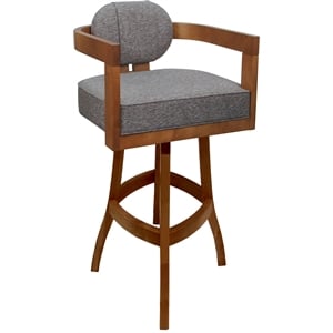 Swivel Wood Extra Tall Bar Stool - Kadir Plus - Mojave Gray Fabric - Honey