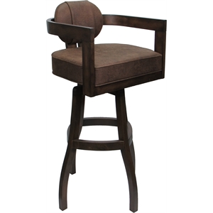 Swivel Wood Extra Tall Bar Stool -Kadir Plus- Whiskey Tobacco Fabric Dark Walnut