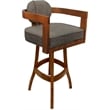 Swivel Wood Extra Tall Bar Stool - Kadir Plus - Plumley Cocoa Fabric - Honey