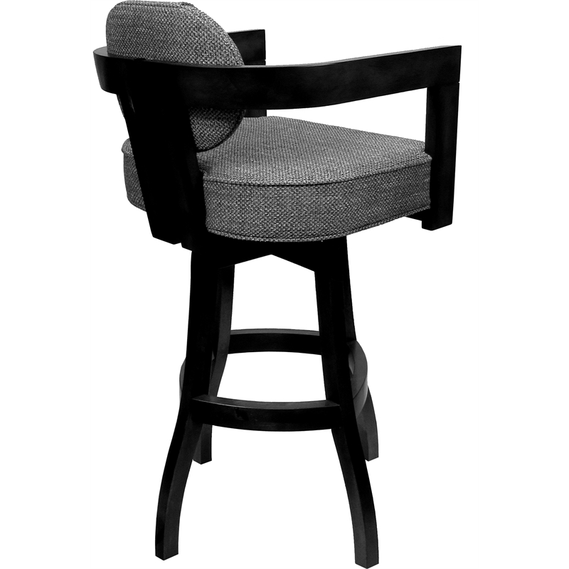 Swivel Wood Extra Tall Bar Stool - Kadir Plus - Plumley Cocoa Fabric - Black