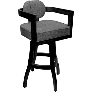 Swivel Wood Extra Tall Bar Stool - Kadir Plus - Plumley Cocoa Fabric - Black