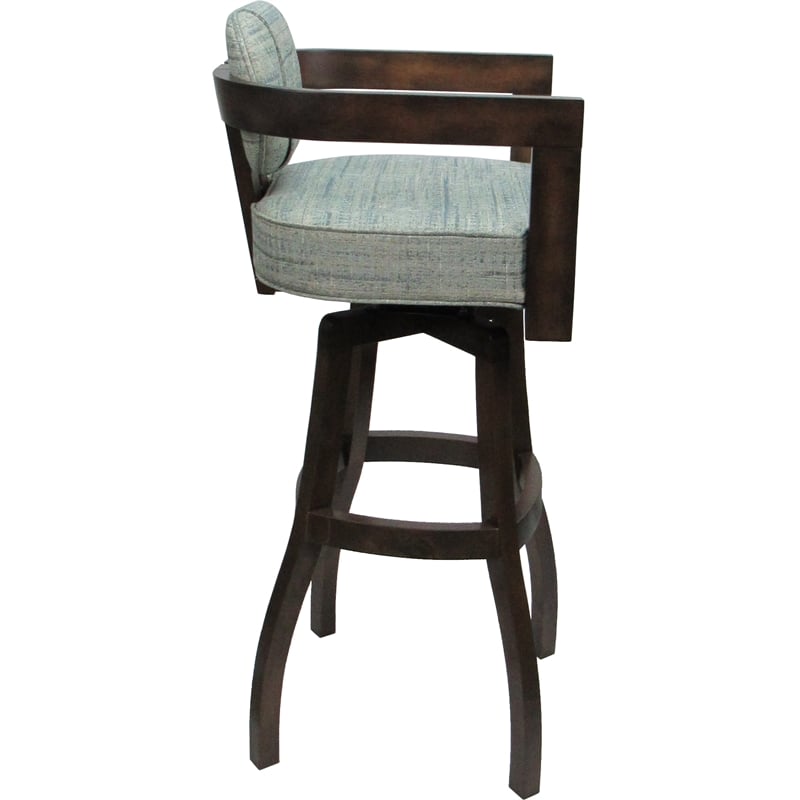 Swivel Wood Extra Tall Bar Stool - Kadir Plus - Aquatint Teal Fabric Dark Walnut