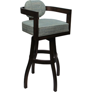 Swivel Wood Extra Tall Bar Stool - Kadir Plus - Aquatint Teal Fabric Dark Walnut