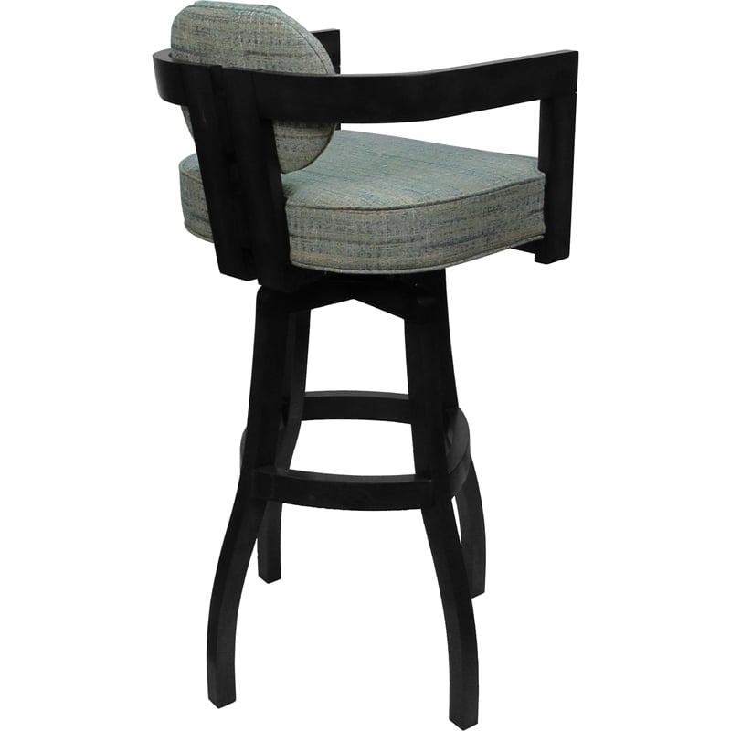 Swivel Wood Extra Tall Bar Stool - Kadir Plus - Aquatint Teal Fabric - Black