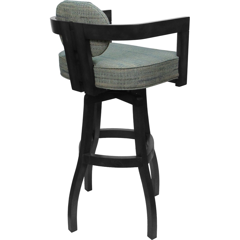 Swivel Wood Extra Tall Bar Stool - Kadir Plus - Aquatint Teal Fabric - Gray