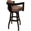 Swivel Wood Extra Tall Bar Stool Kadir Plus Watusi Madder Red Fabric Dark Walnut