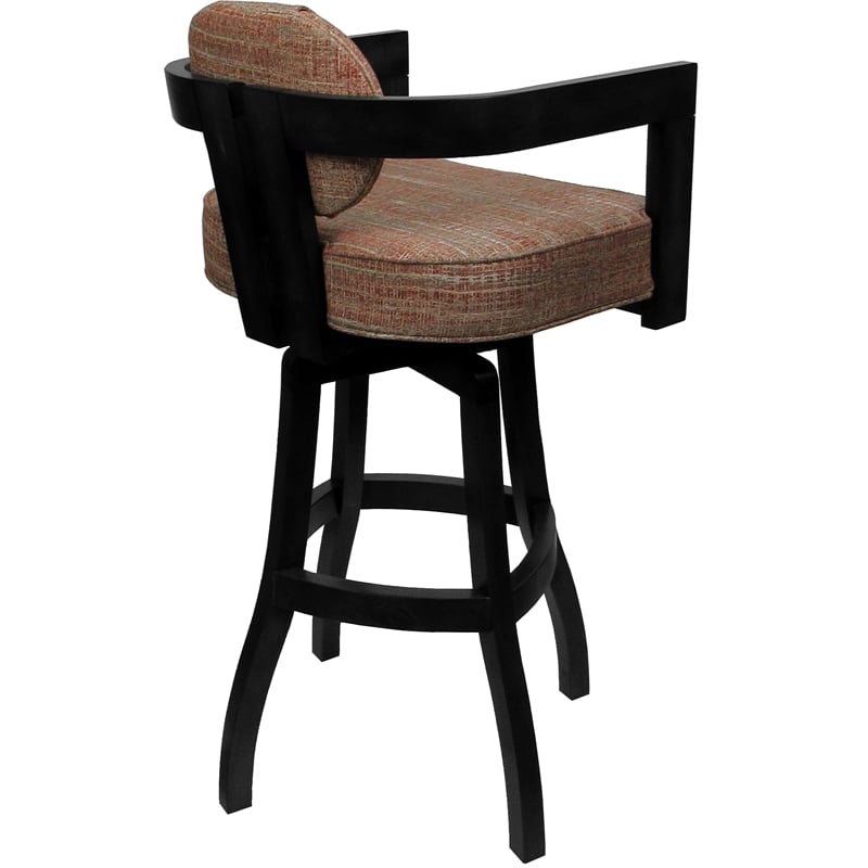 Swivel Wood Extra Tall Bar Stool - Kadir Plus - Watusi Madder Red Fabric - Black