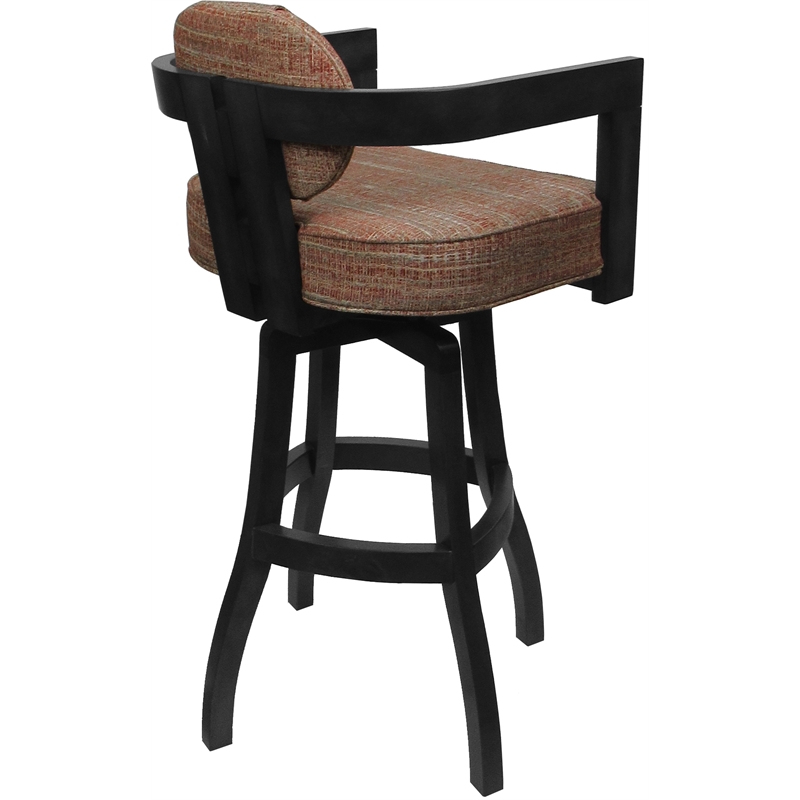 Swivel Wood Extra Tall Bar Stool - Kadir Plus - Watusi Madder Red Fabric - Gray