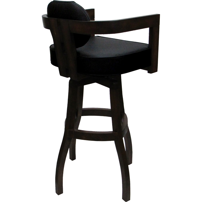 Swivel Wood Extra Tall Bar Stool - Kadir Plus - Black Vinyl - Dark Walnut