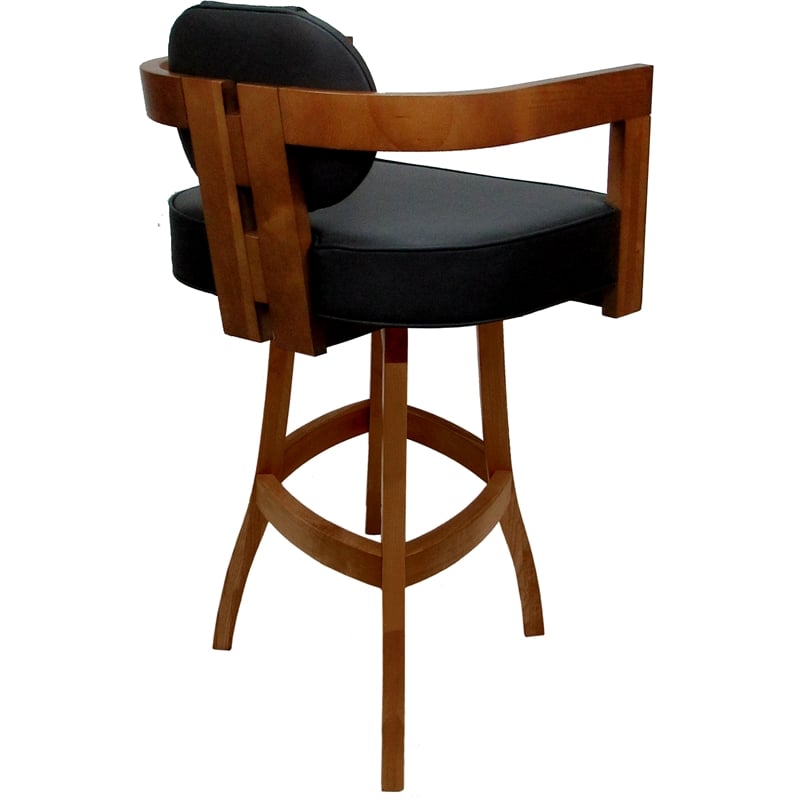 Swivel Wood Extra Tall Bar Stool - Kadir Plus - Black Vinyl - Honey