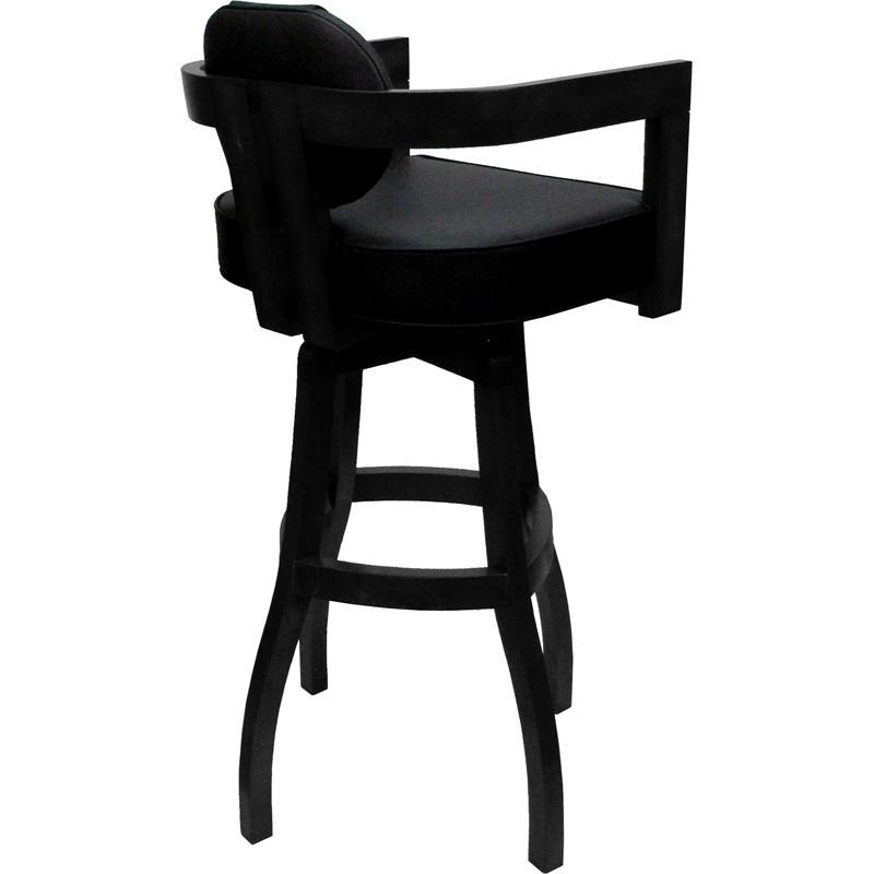 Swivel Wood Extra Tall Bar Stool - Kadir Plus - Black Vinyl - Black