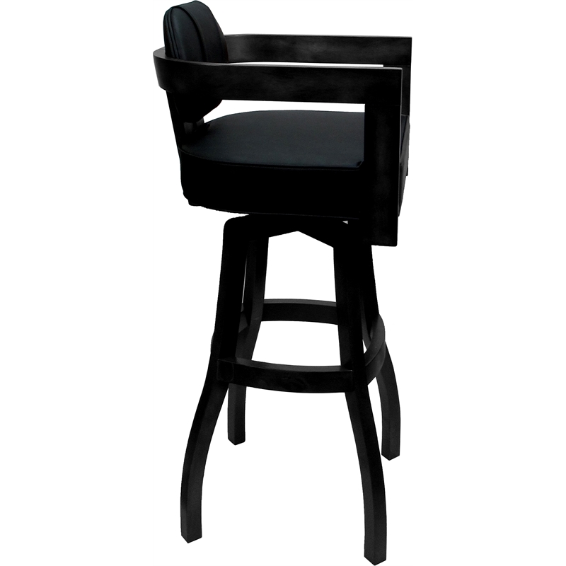 Swivel Wood Extra Tall Bar Stool - Kadir Plus - Black Vinyl - Black
