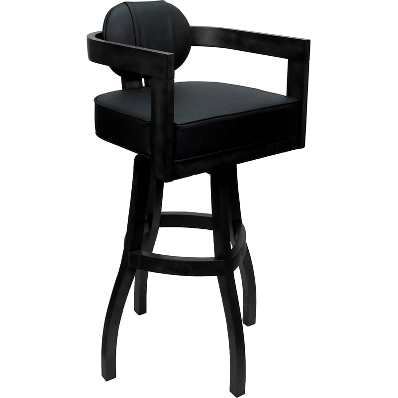Swivel Wood Extra Tall Bar Stool - Kadir Plus - Black Vinyl - Black