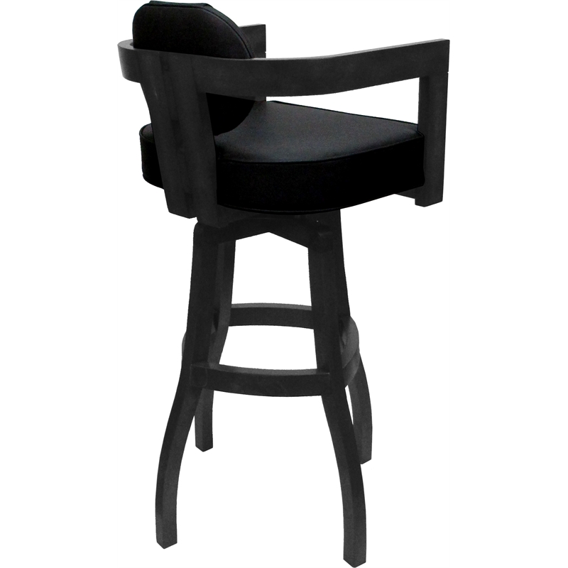 Swivel Wood Extra Tall Bar Stool - Kadir Plus - Black Vinyl - Gray