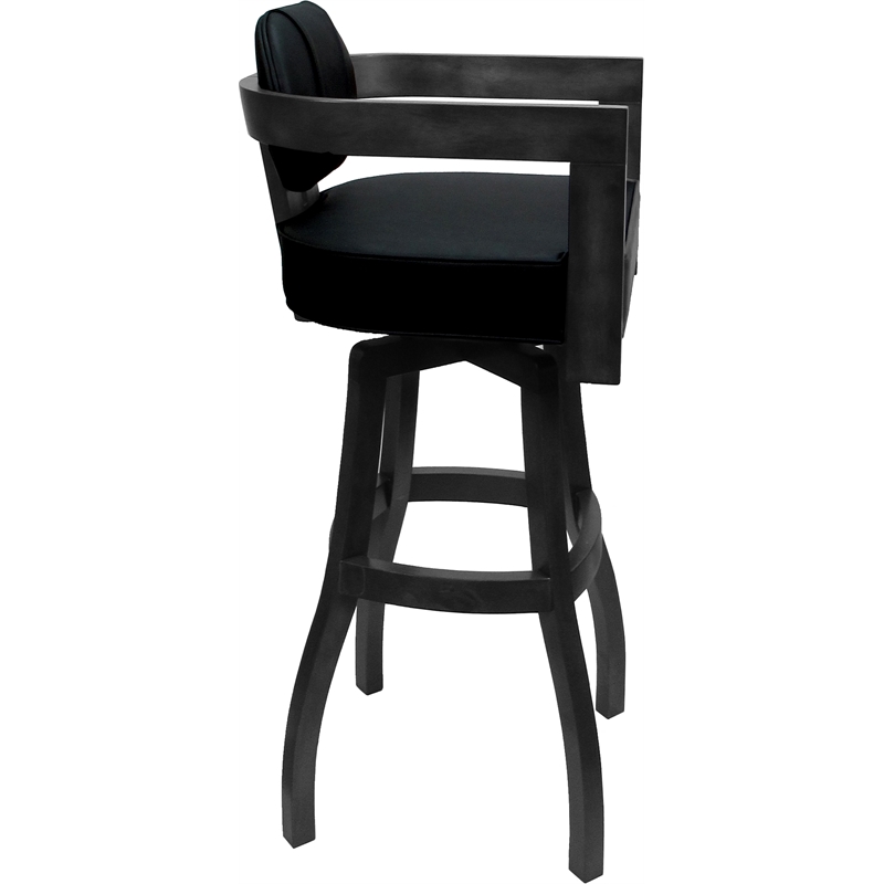 Swivel Wood Extra Tall Bar Stool - Kadir Plus - Black Vinyl - Gray