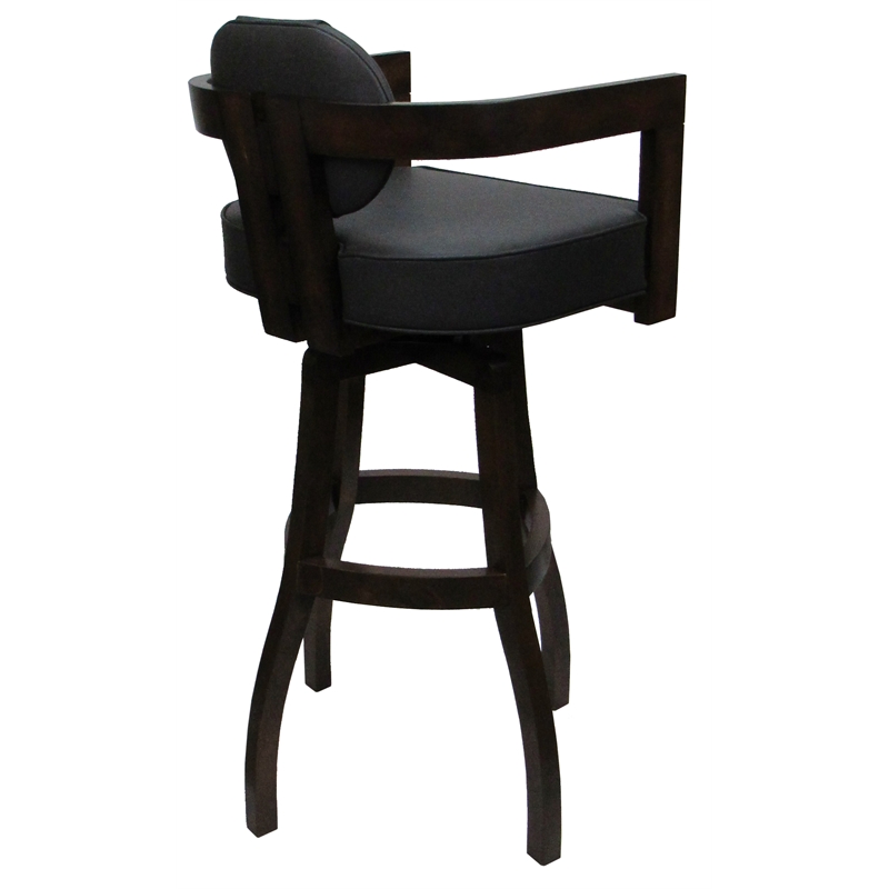 Swivel Wood Extra Tall Bar Stool - Kadir Plus - Gray Vinyl - Dark Walnut