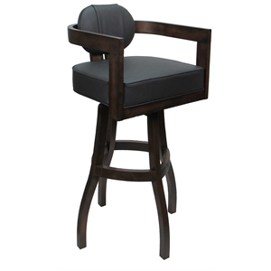 Swivel Wood Extra Tall Bar Stool - Kadir Plus - Gray Vinyl - Dark Walnut